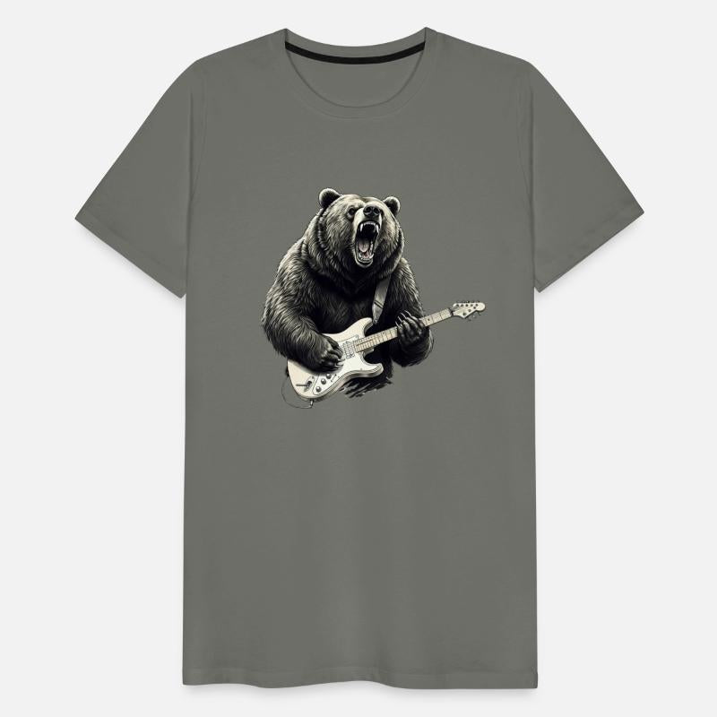 Mens Rock and Roll Bear Electric Guitar Music Band