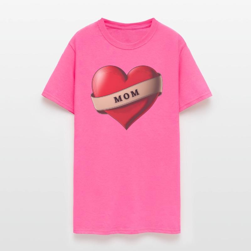 Mom - Lovely Red Heart With a Ribbon