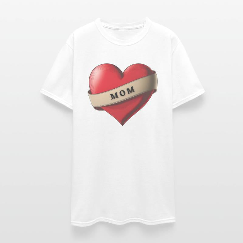 Mom - Lovely Red Heart With a Ribbon