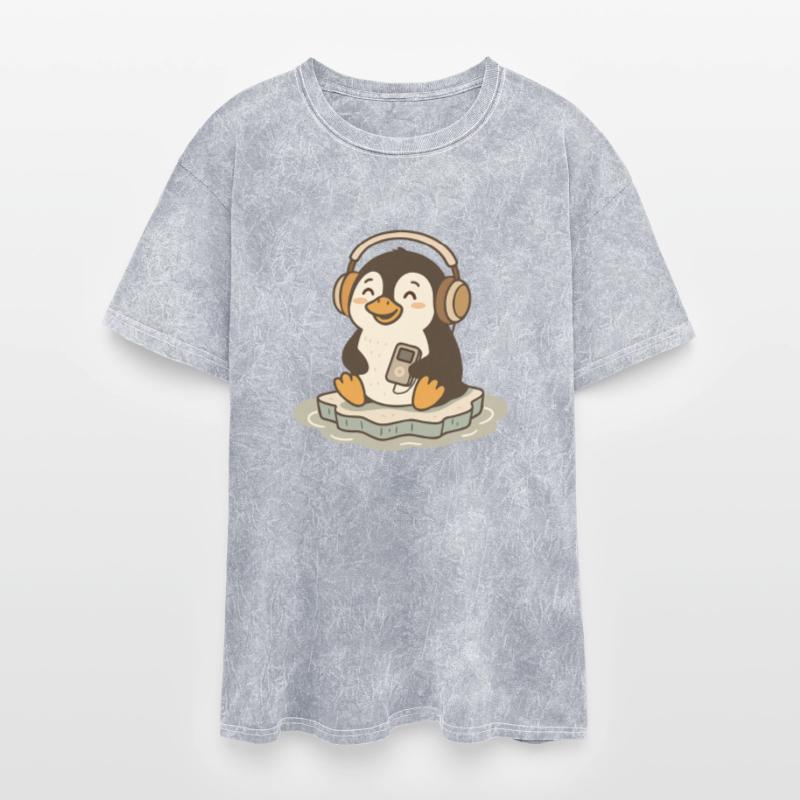 Music-loving penguin with headphones