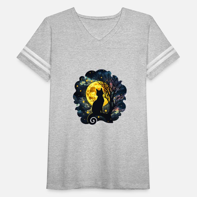 Mystical Black Cat Under Moonlit Sky Watercolor