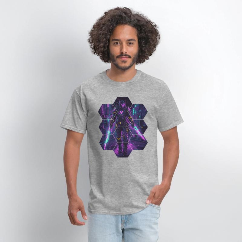 Neon Blade Warrior In Futuristic City Shadows