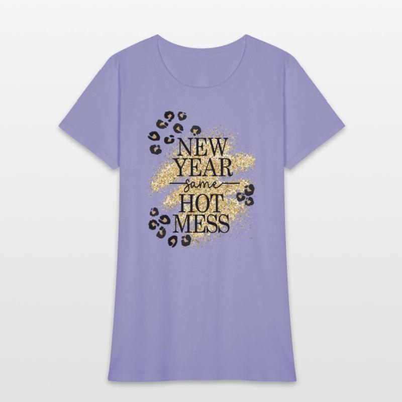 New Year Same Hot Mess Golden Leopard Print