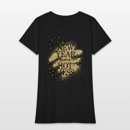 New Year Same Hot Mess Golden Leopard Print