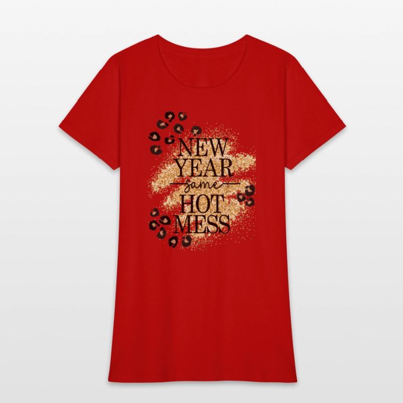 New Year Same Hot Mess Golden Leopard Print