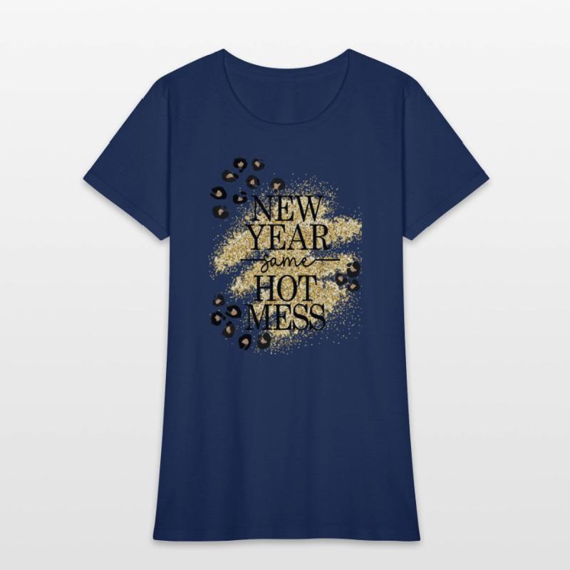 New Year Same Hot Mess Golden Leopard Print