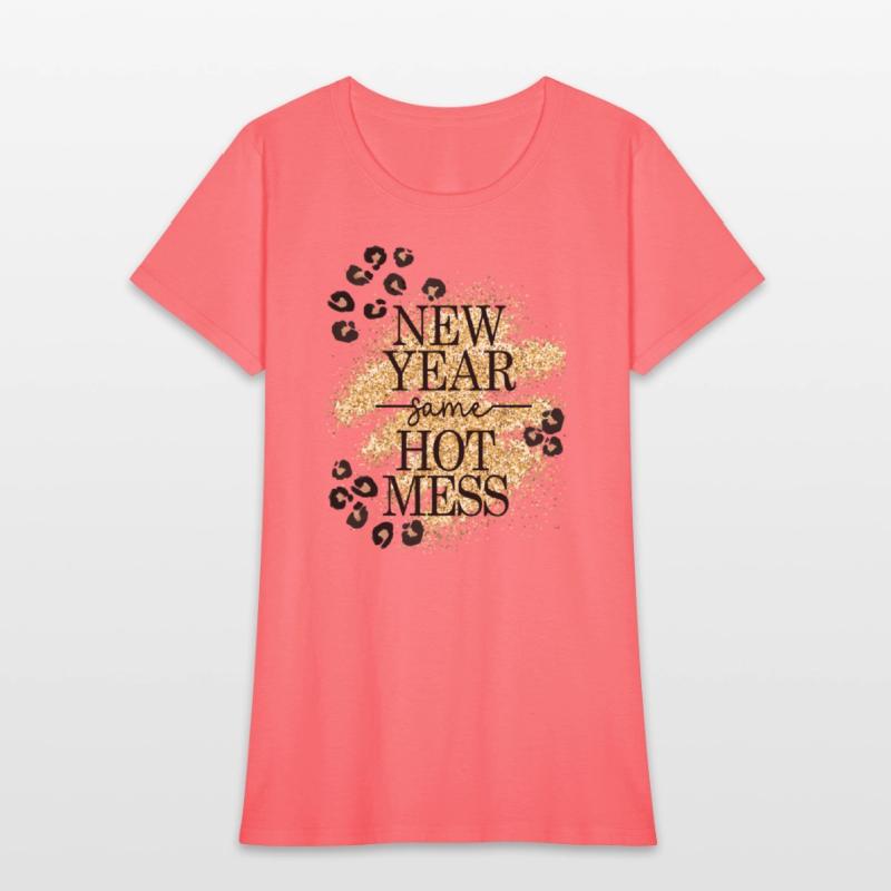 New Year Same Hot Mess Golden Leopard Print
