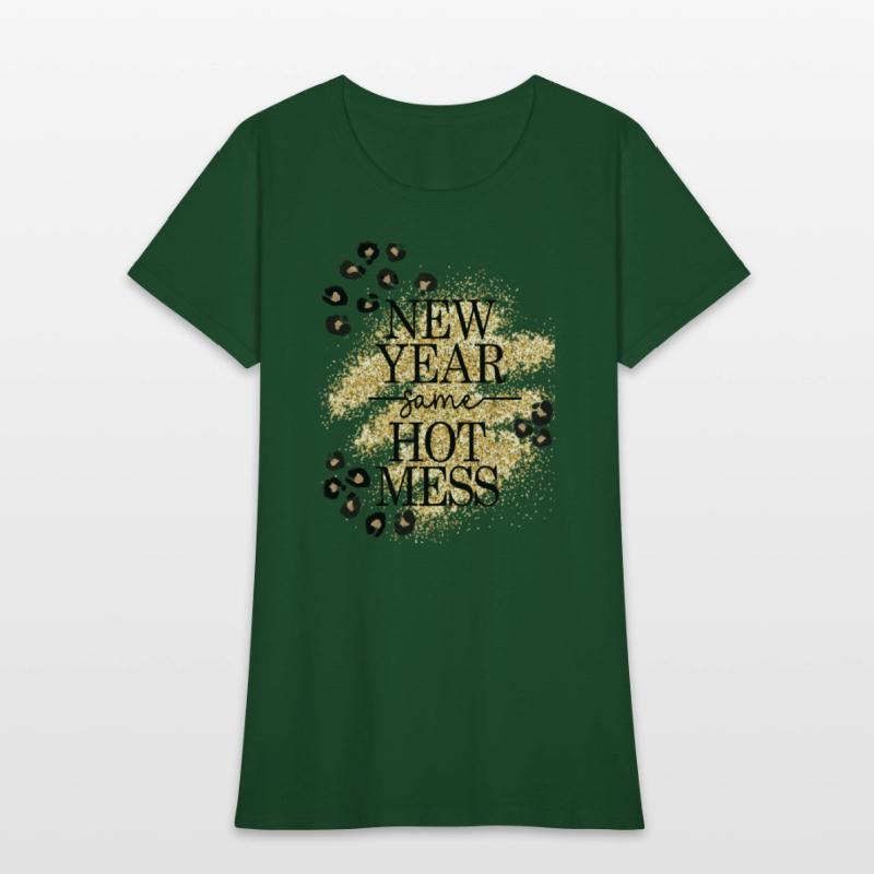 New Year Same Hot Mess Golden Leopard Print