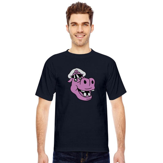 Old Hippo Captain Face Funny Cute Cartoon Comic