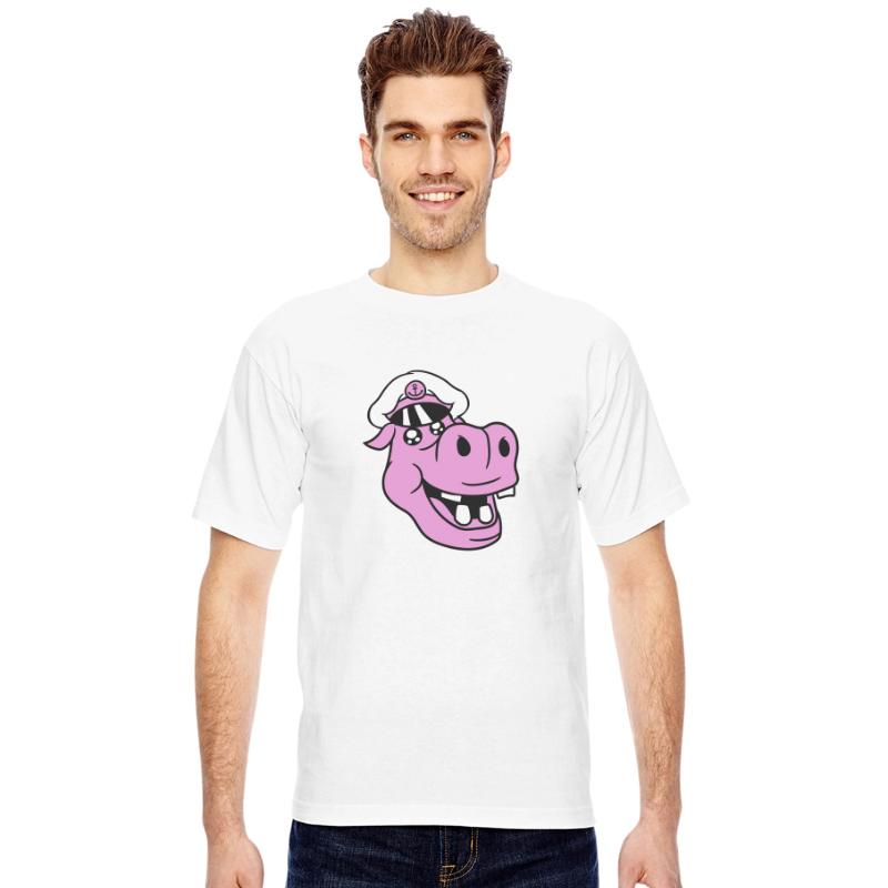 Old Hippo Captain Face Funny Cute Cartoon Comic