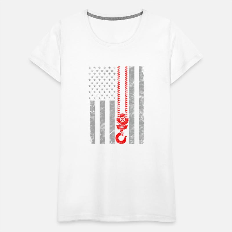 Patriotic Thin Red Line American Crane Operator