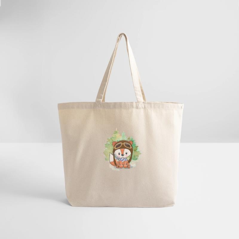 Pilot Fox Sitting On Grass With Tree Watercolor