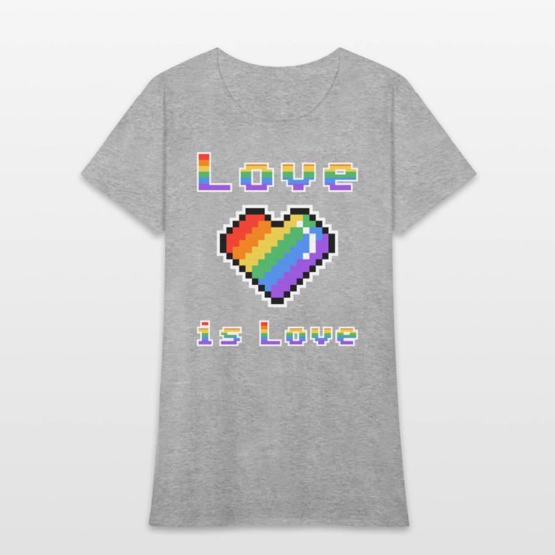 Pixel heart Love is Love rainbow colored