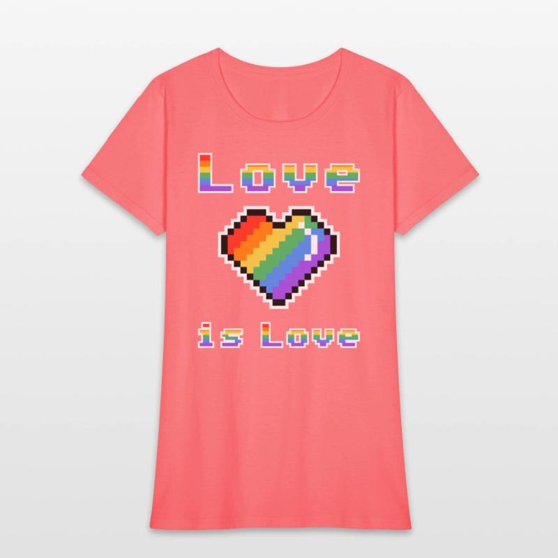 Pixel heart Love is Love rainbow colored
