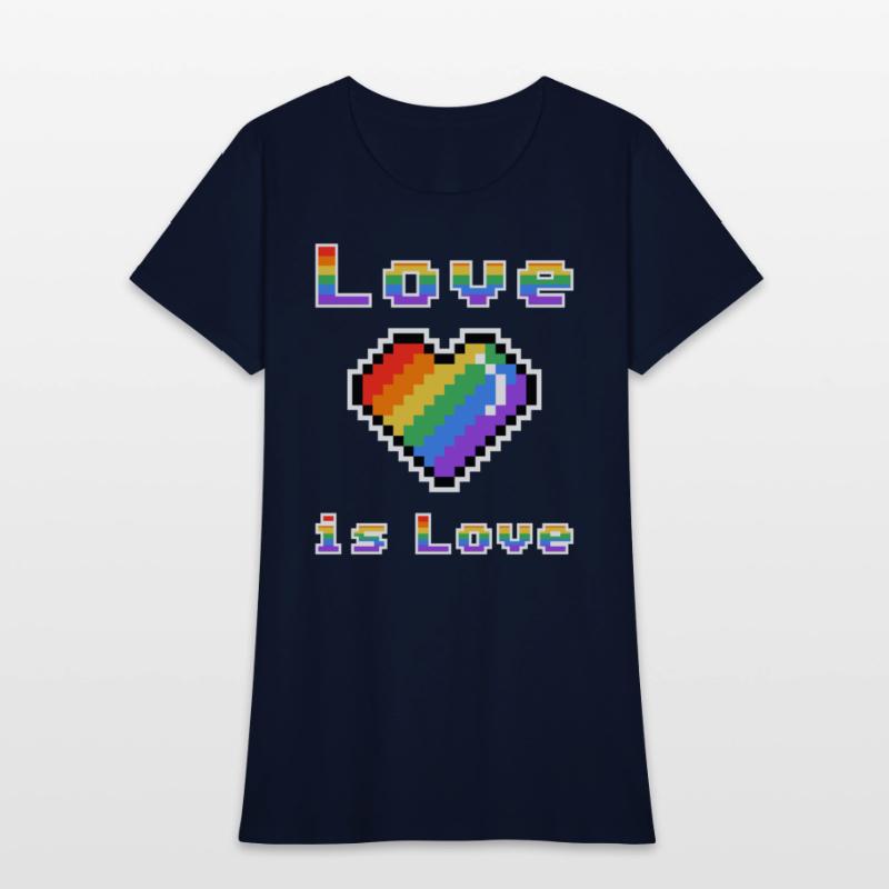 Pixel heart Love is Love rainbow colored