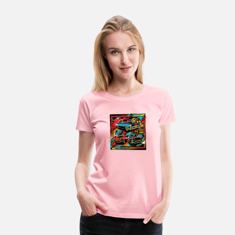 Pop art collage of vintage cars