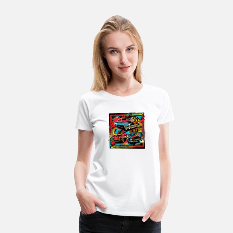 Pop art collage of vintage cars