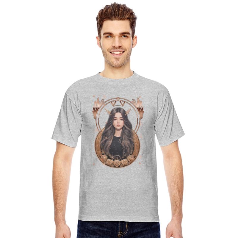 Portrait of a woman with long hair with stars and