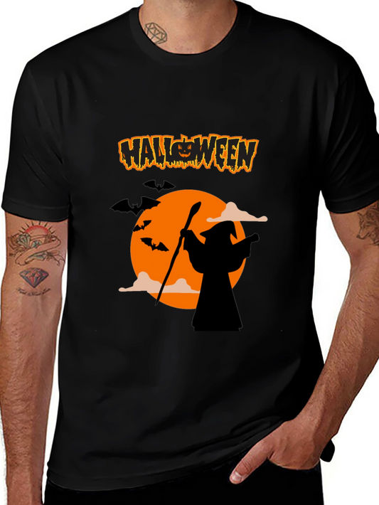 Halloween Wizard Graphic T-Shirt - Black