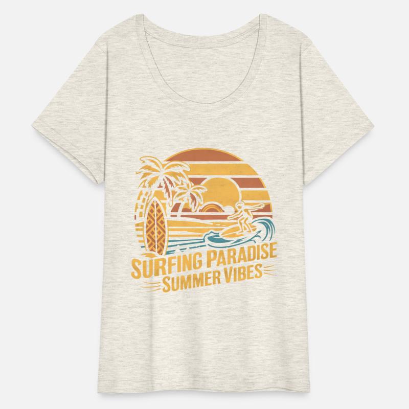 Retro board Surfing Great Wave Summer Paradise