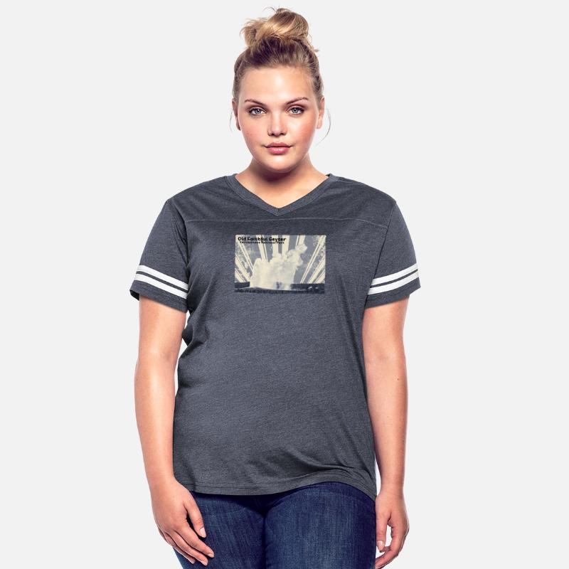 Retro Old Faithful eruption in Yellowstone in blue