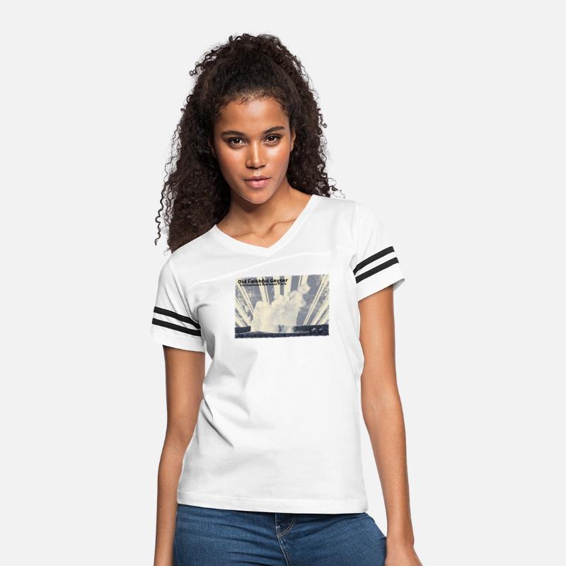 Retro Old Faithful eruption in Yellowstone in blue