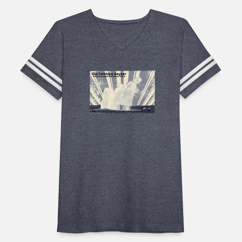 Retro Old Faithful eruption in Yellowstone in blue