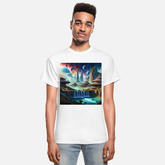 Sci-Fi World Space Alien Landscape Art UFO City