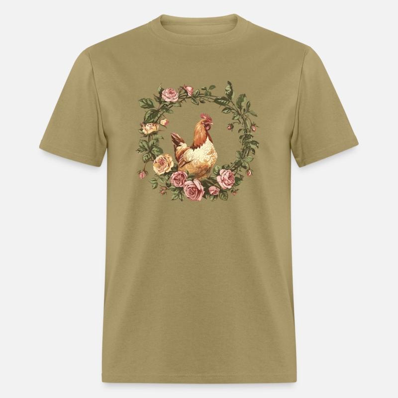 Serene Chicken in Flower-Filled Garden