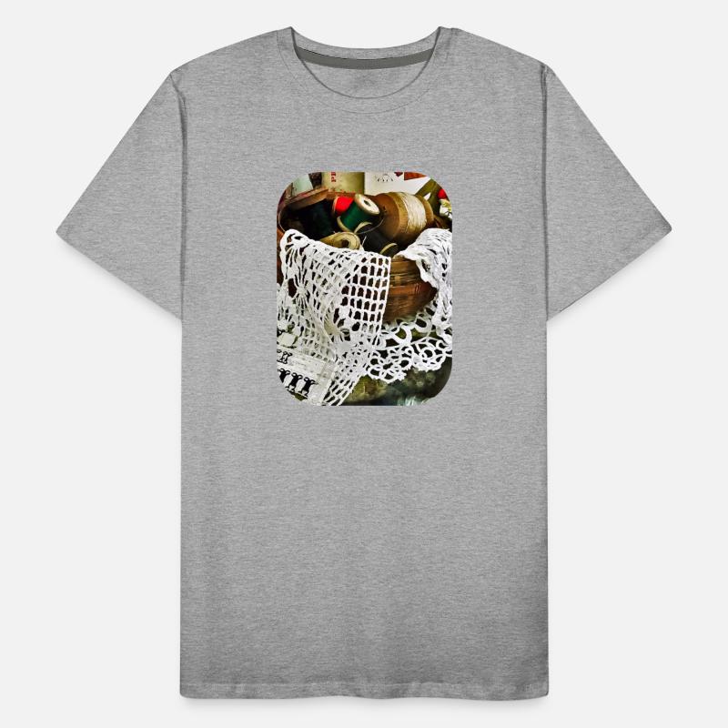 Sewing Basket With Thread and Lace