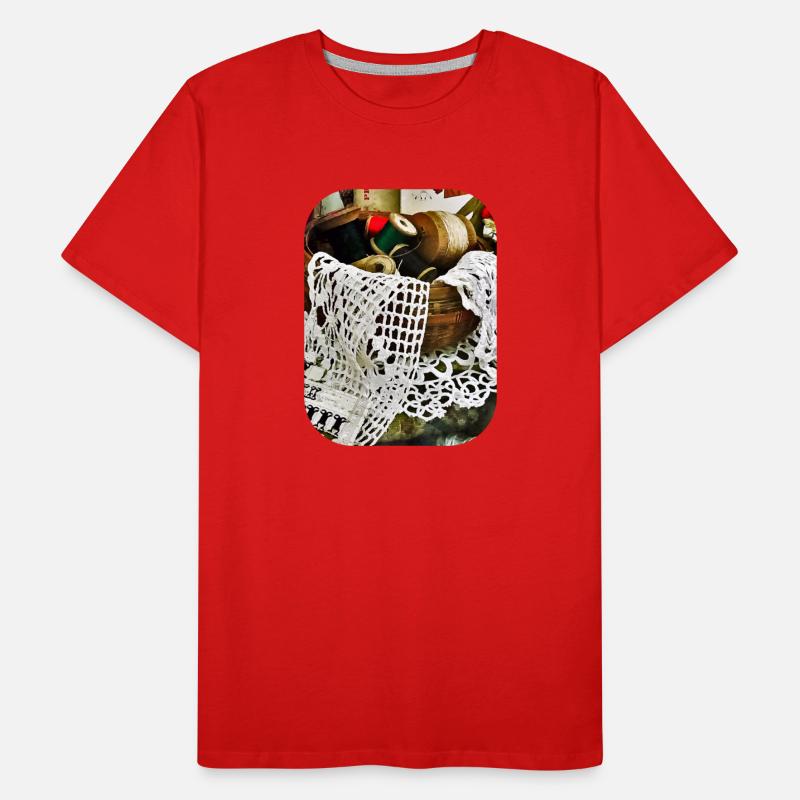 Sewing Basket With Thread and Lace