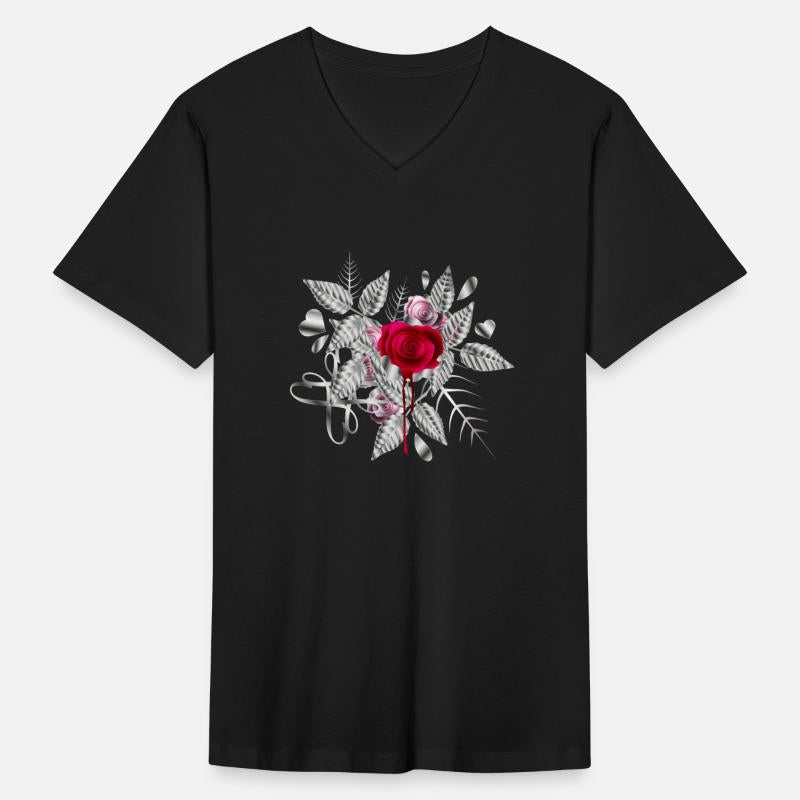 silver colored valentines arrangement with rose