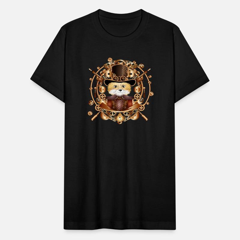 Steampunk fox with cylinder hat in the frame