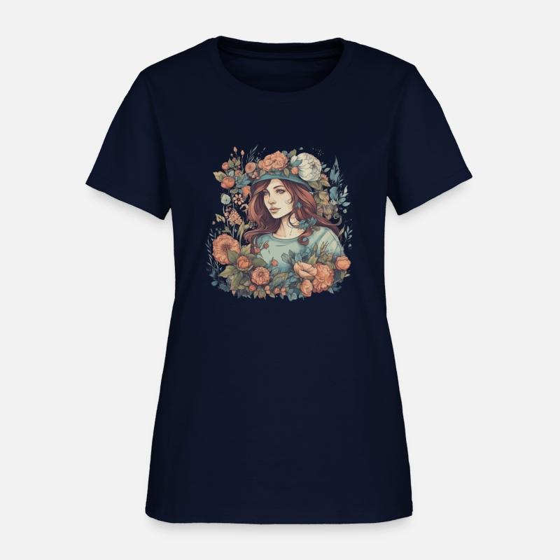 Summer girl Boho flowers vintage woman in nature