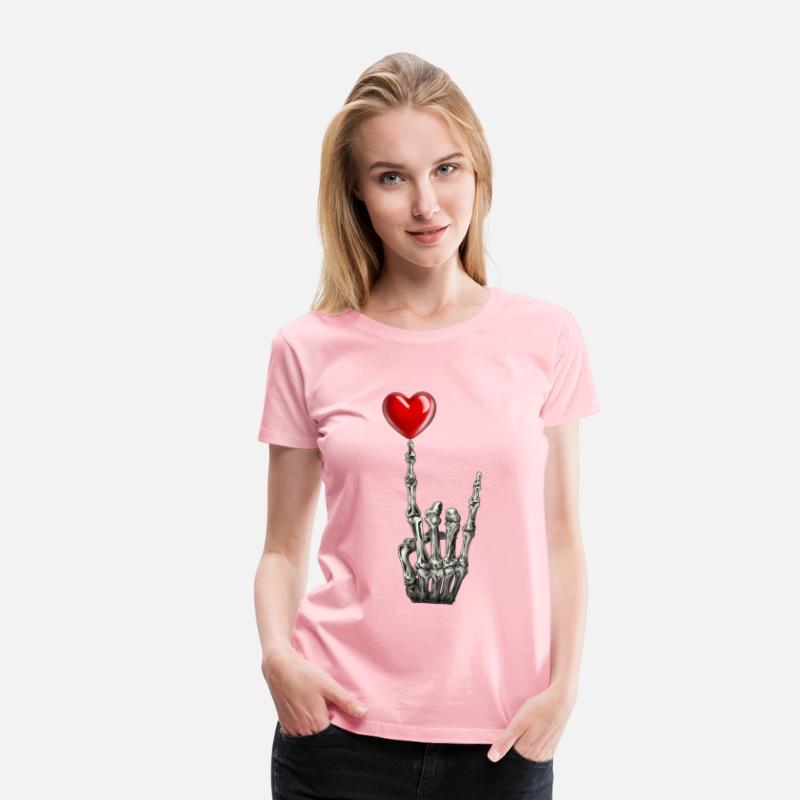 Valentines Rock Star Skeleton Hand Sign Heart