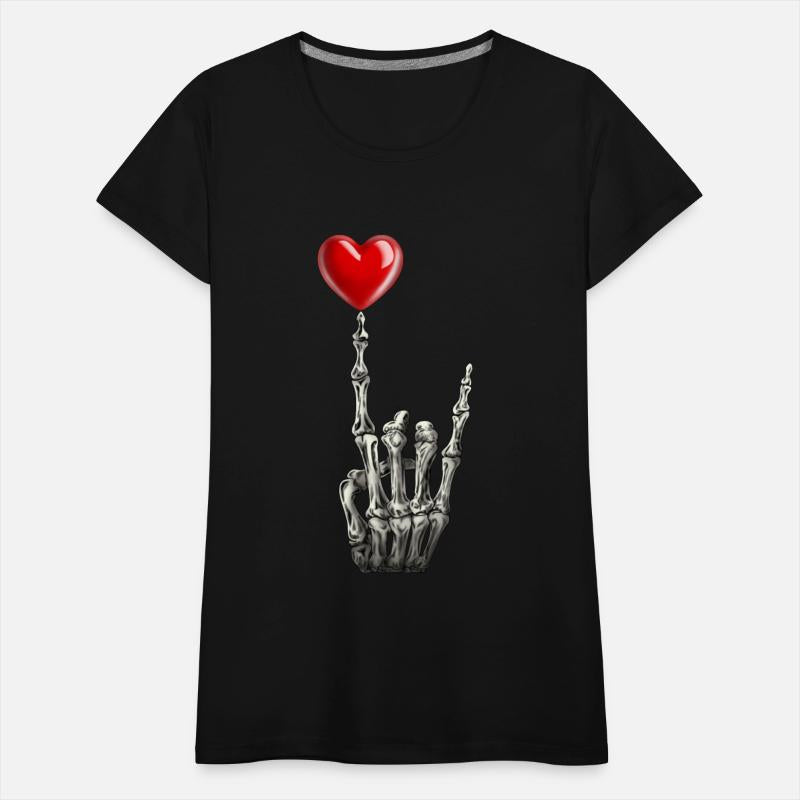Valentines Rock Star Skeleton Hand Sign Heart