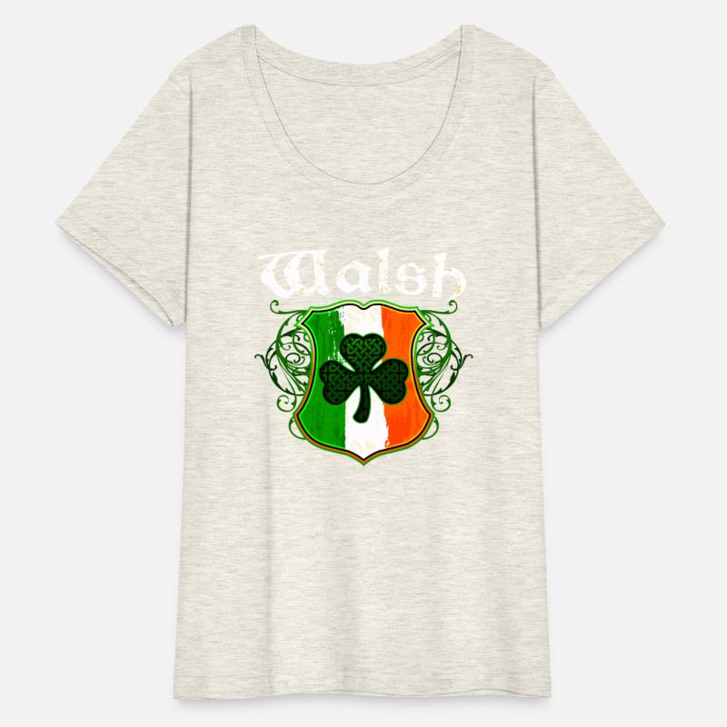 Walsh Irish Surname Ireland Flag Shield Shamrock