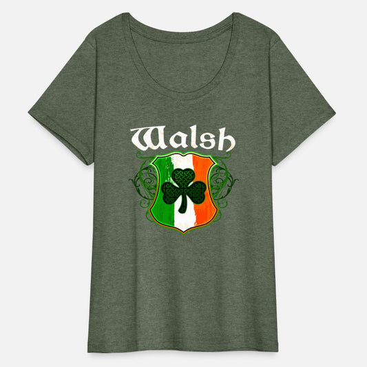 Walsh Irish Surname Ireland Flag Shield Shamrock