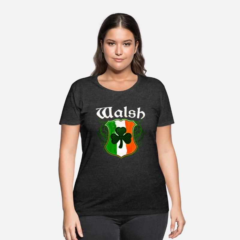 Walsh Irish Surname Ireland Flag Shield Shamrock