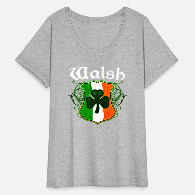 Walsh Irish Surname Ireland Flag Shield Shamrock