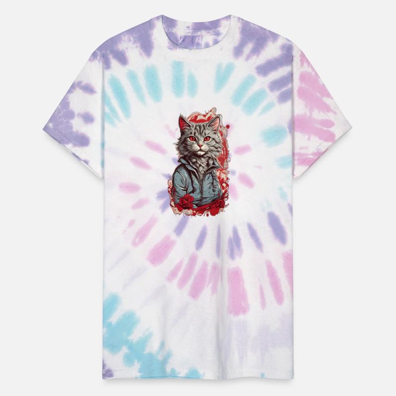 Whiskered Whimsy: Classic Tattoo Cat T-Shirt Desig