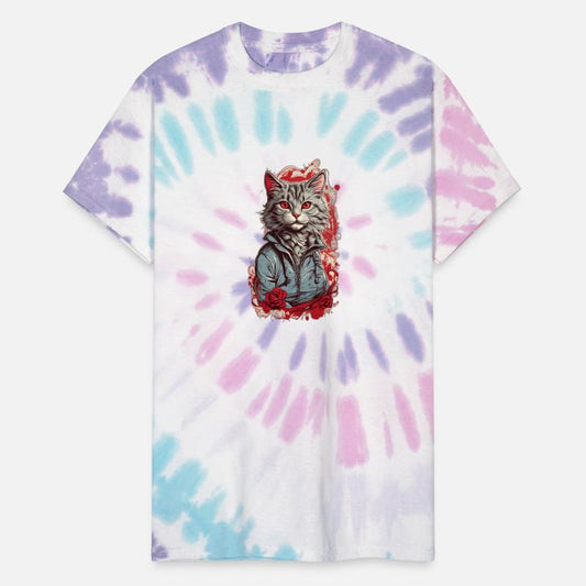 Whiskered Whimsy: Classic Tattoo Cat T-Shirt Desig