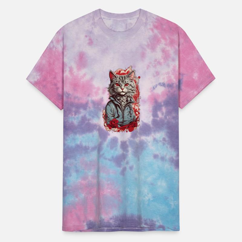 Whiskered Whimsy: Classic Tattoo Cat T-Shirt Desig
