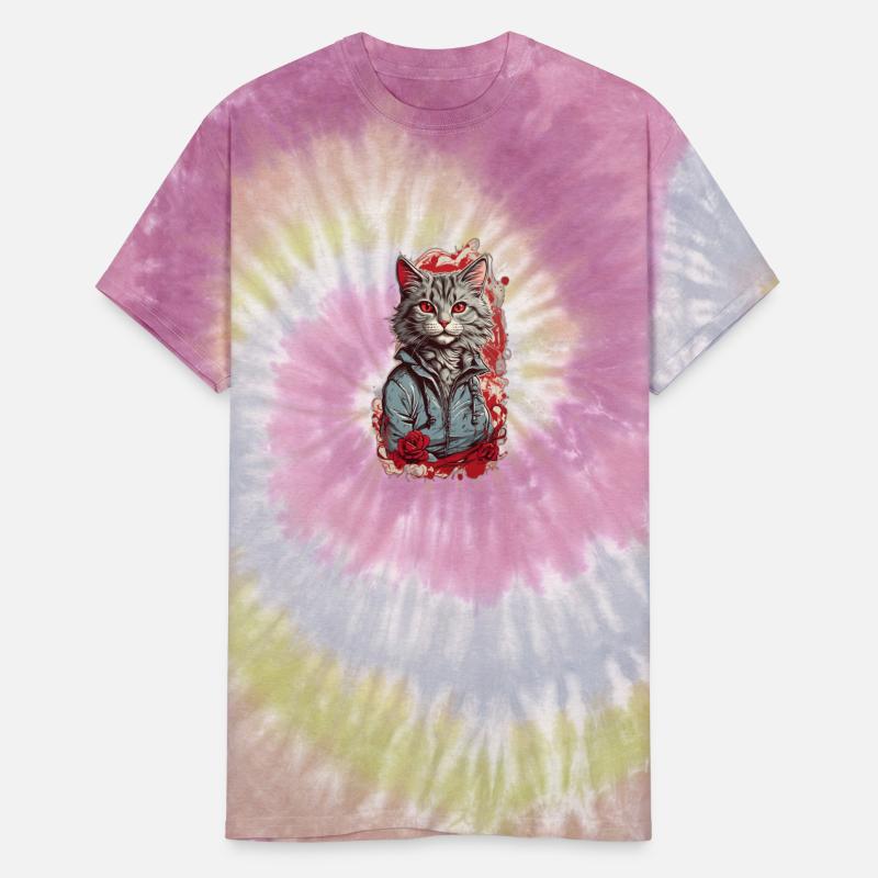 Whiskered Whimsy: Classic Tattoo Cat T-Shirt Desig