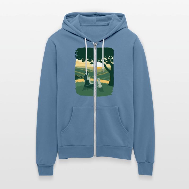 woman doing mediation under the tree with her dog