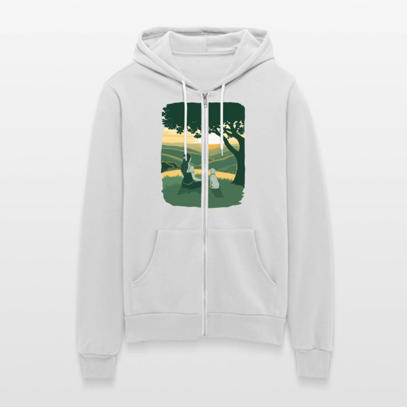 woman doing mediation under the tree with her dog