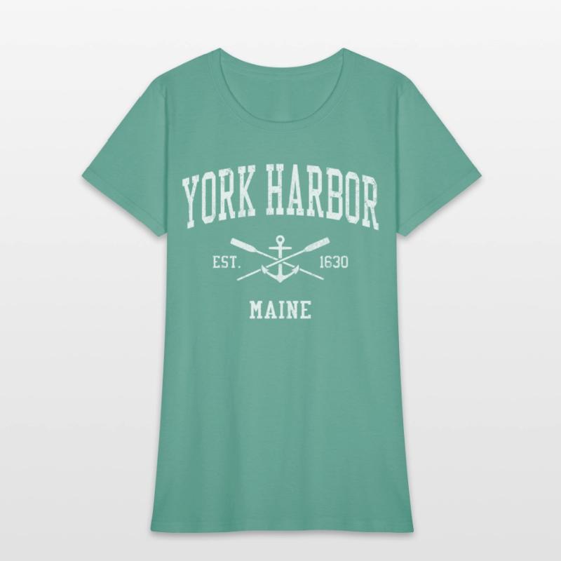 York Harbor Me Crossed Oars Boat Anchor Sports